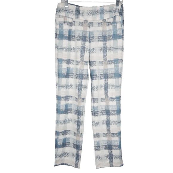 Women's White & Green Pockets Pants L - Picture 2 of 8